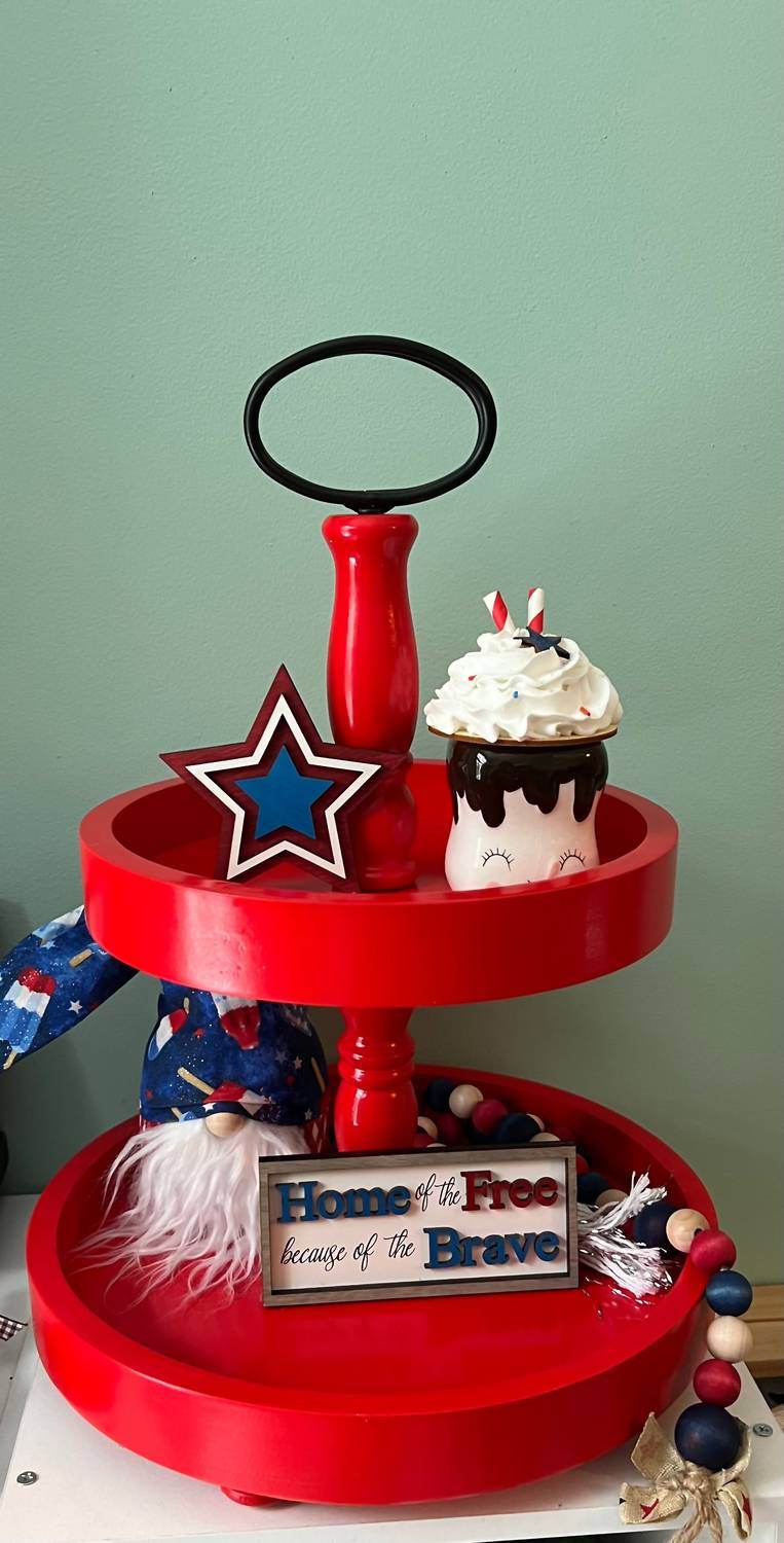 Heart & Home - Two Tiered Decorative Tray - Rack Hunt -