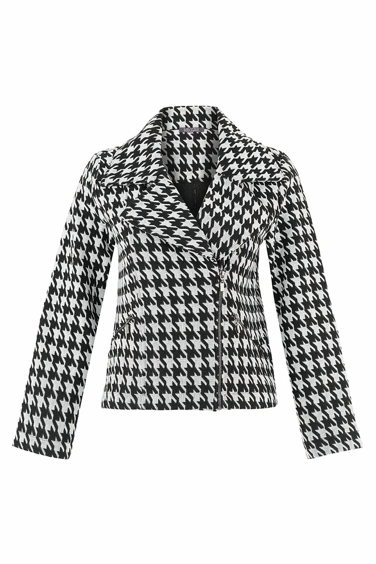 Houndstooth Zip Front Jacket