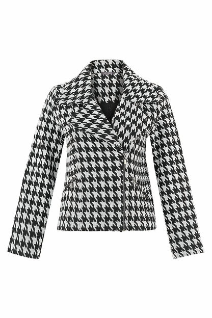 Houndstooth Zip Front Jacket