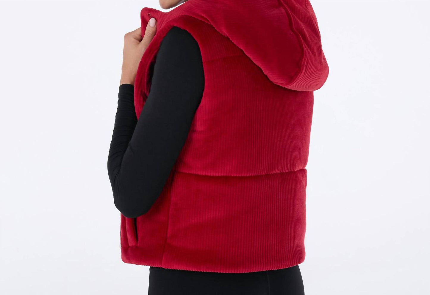 Ribbed Velour Puffer Vest