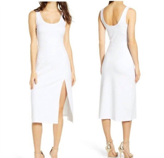 Leith - Knit Scoop Neck Side Slit Midi Dfress - Rack Hunt -
