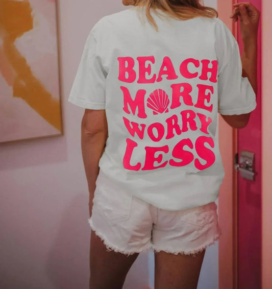 My Tribe - Women's Beach More Worry Less Oversized Graphic Tee - Rack Hunt