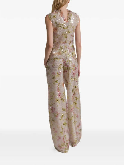 Printed Sequin Trousers