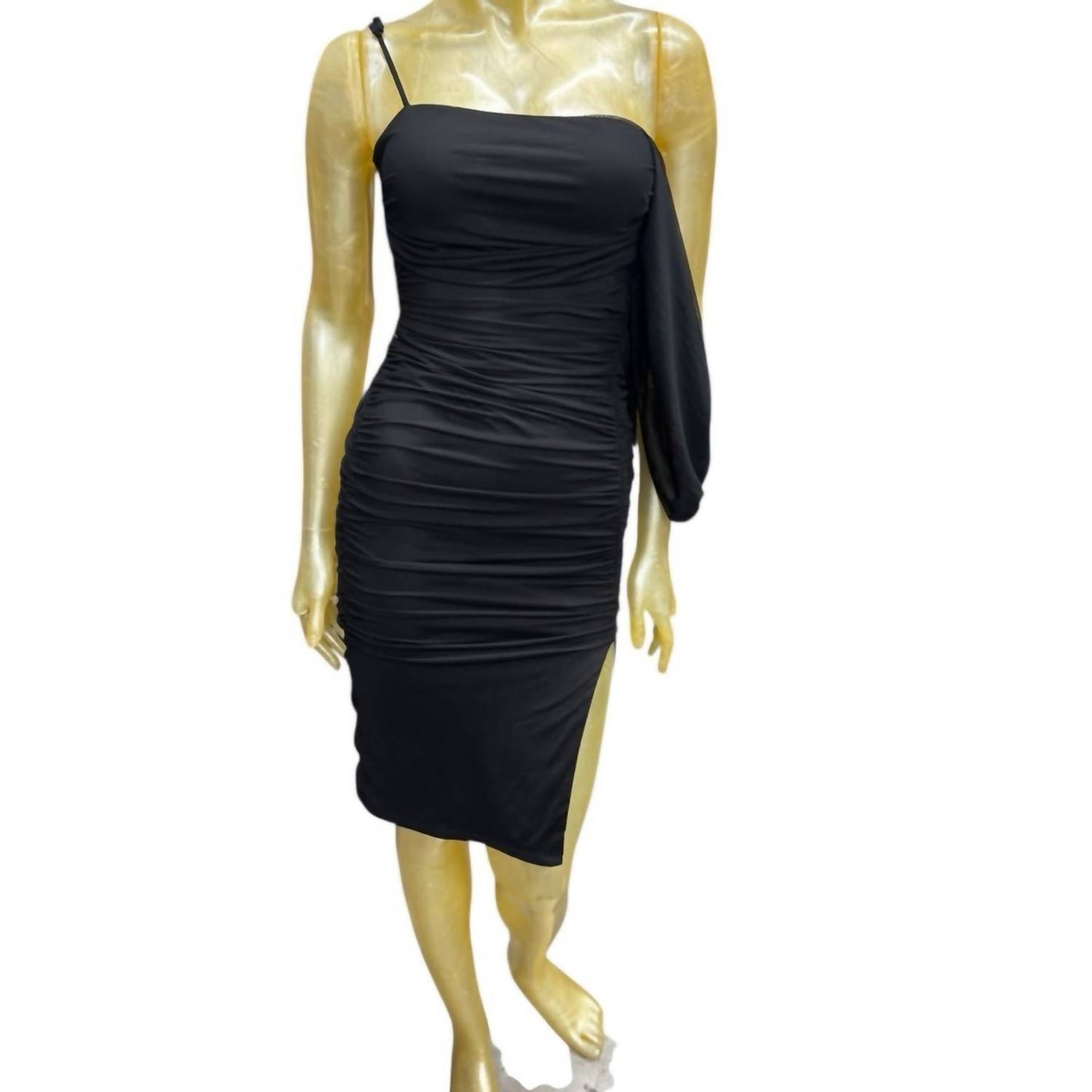 One-shoulder Slit Mini Dress