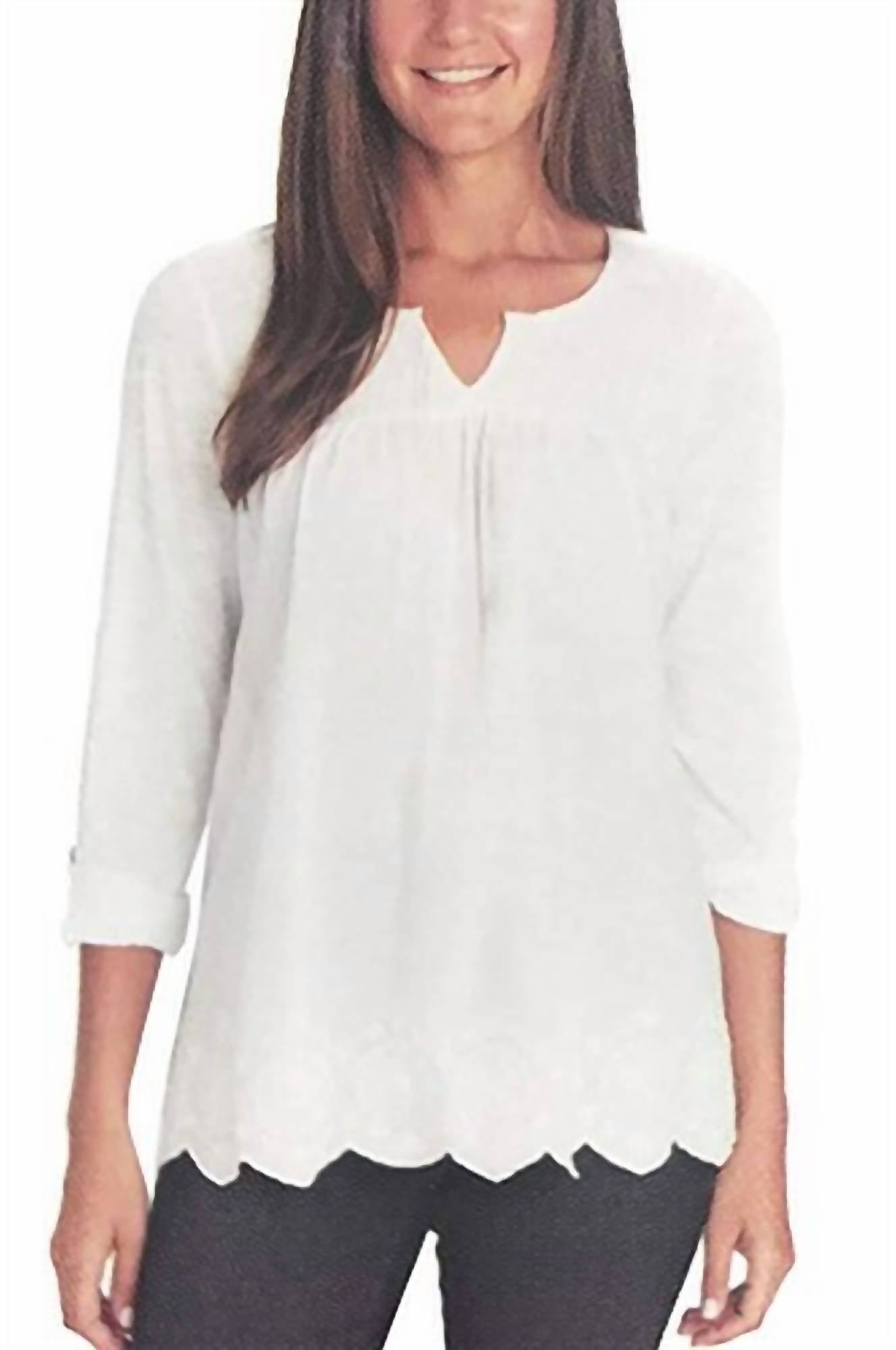 Roll Tab Sleeve Woven Top