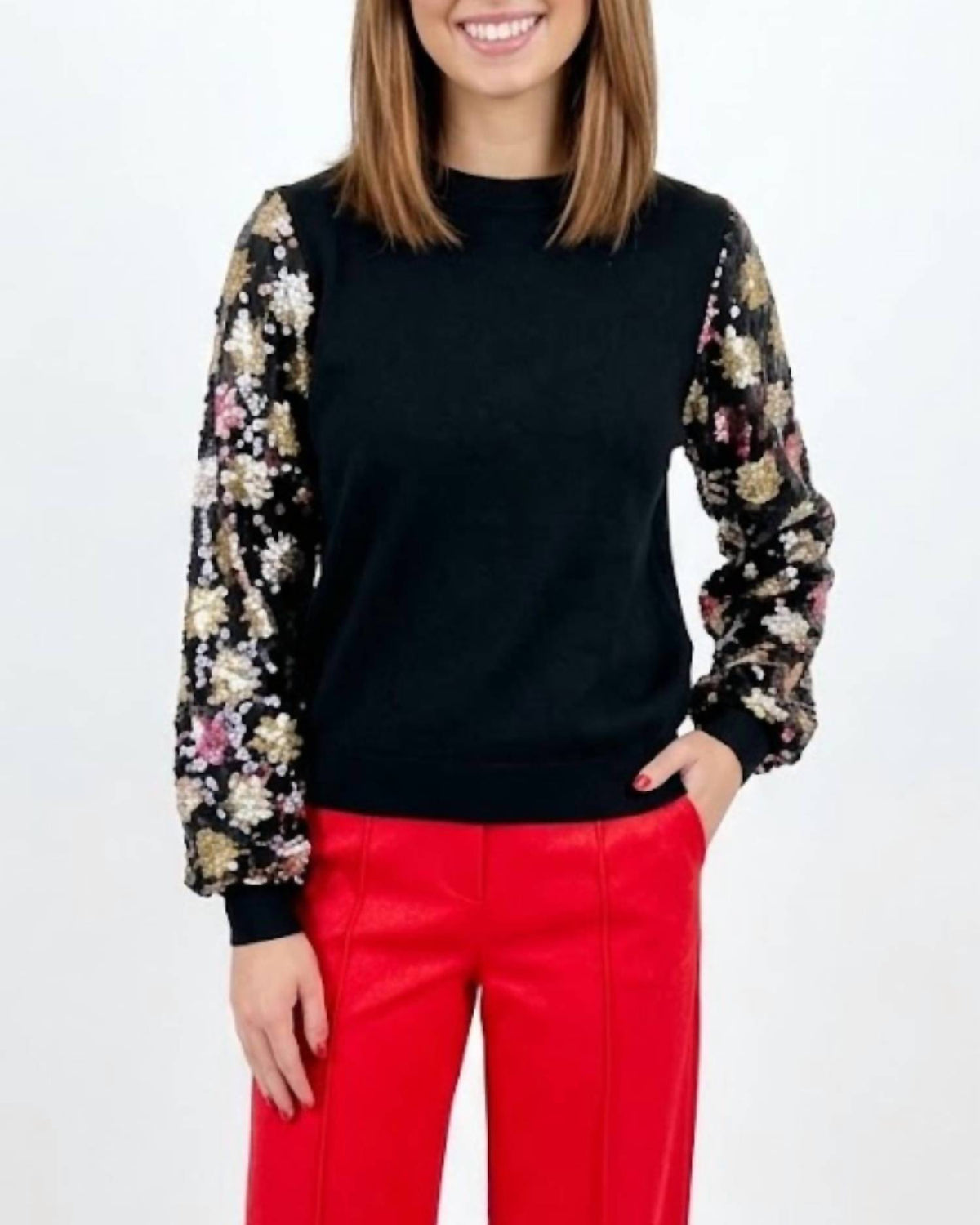 Ornate Sequin Arm Sweater