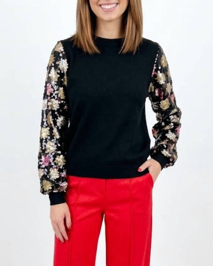 Ornate Sequin Arm Sweater