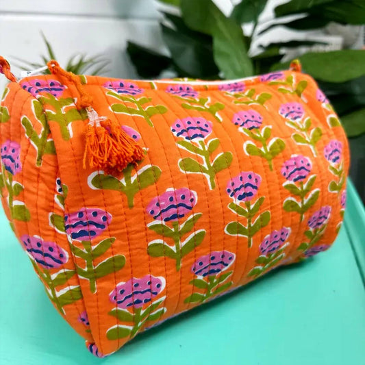 Women's Quilted Makeup Cosmetics Toiletry Bag