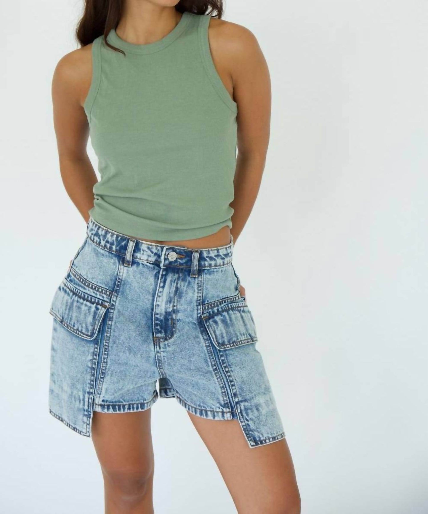 Hustle N Holla - Thea Cargo Denim Short - Rack Hunt -
