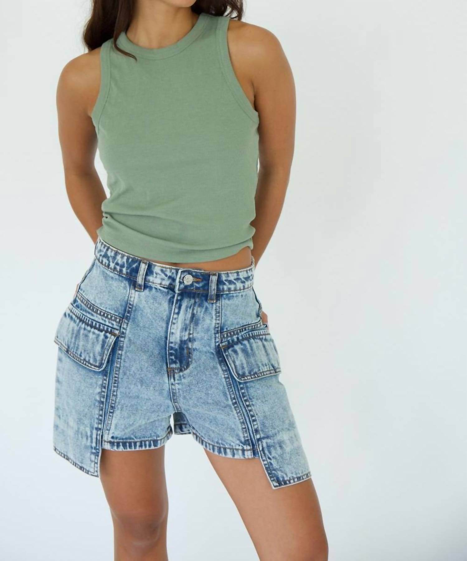 Hustle N Holla - Thea Cargo Denim Short - Rack Hunt -