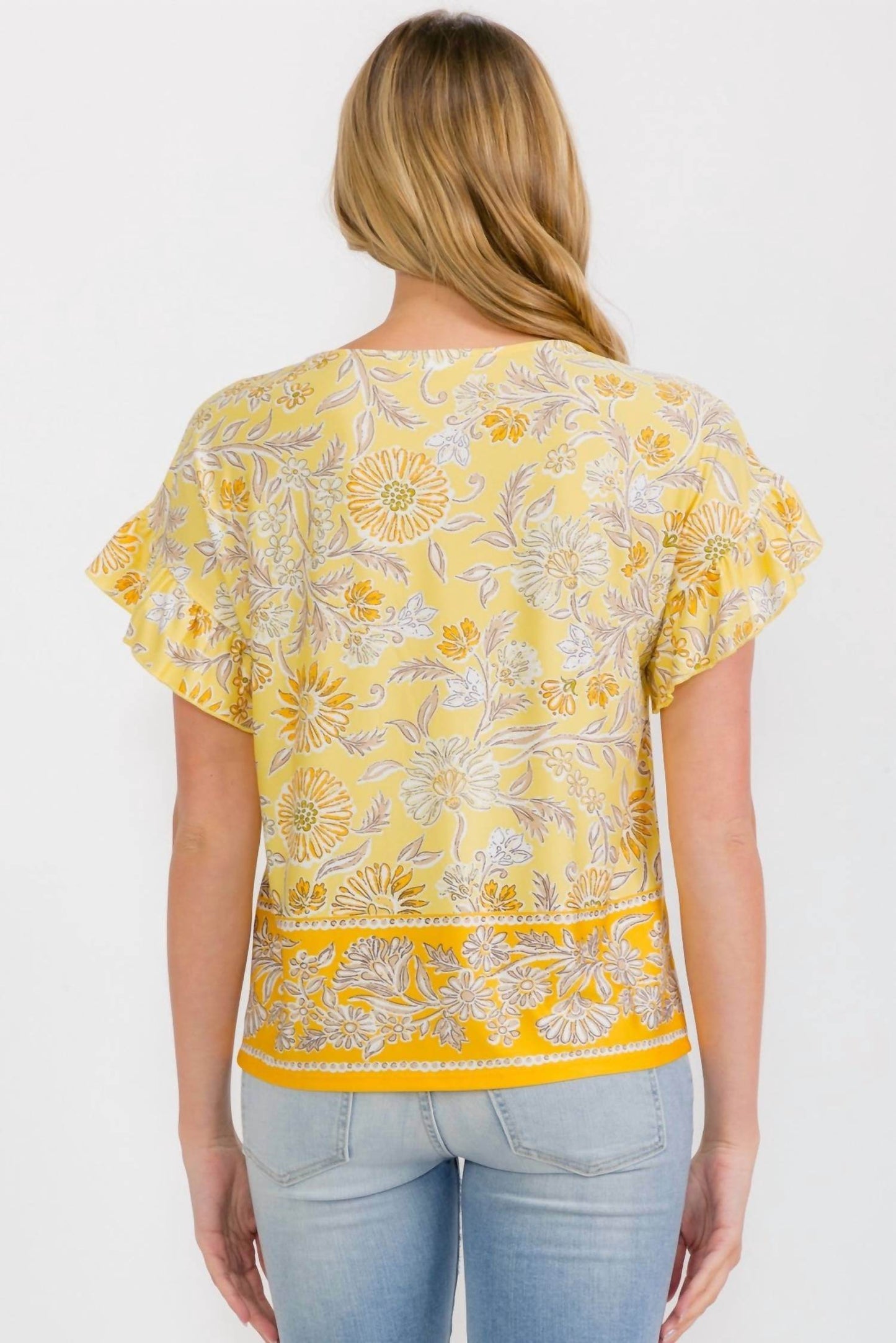 Perseption - Floral Ruffle Short Sleeve Top - Rack Hunt -