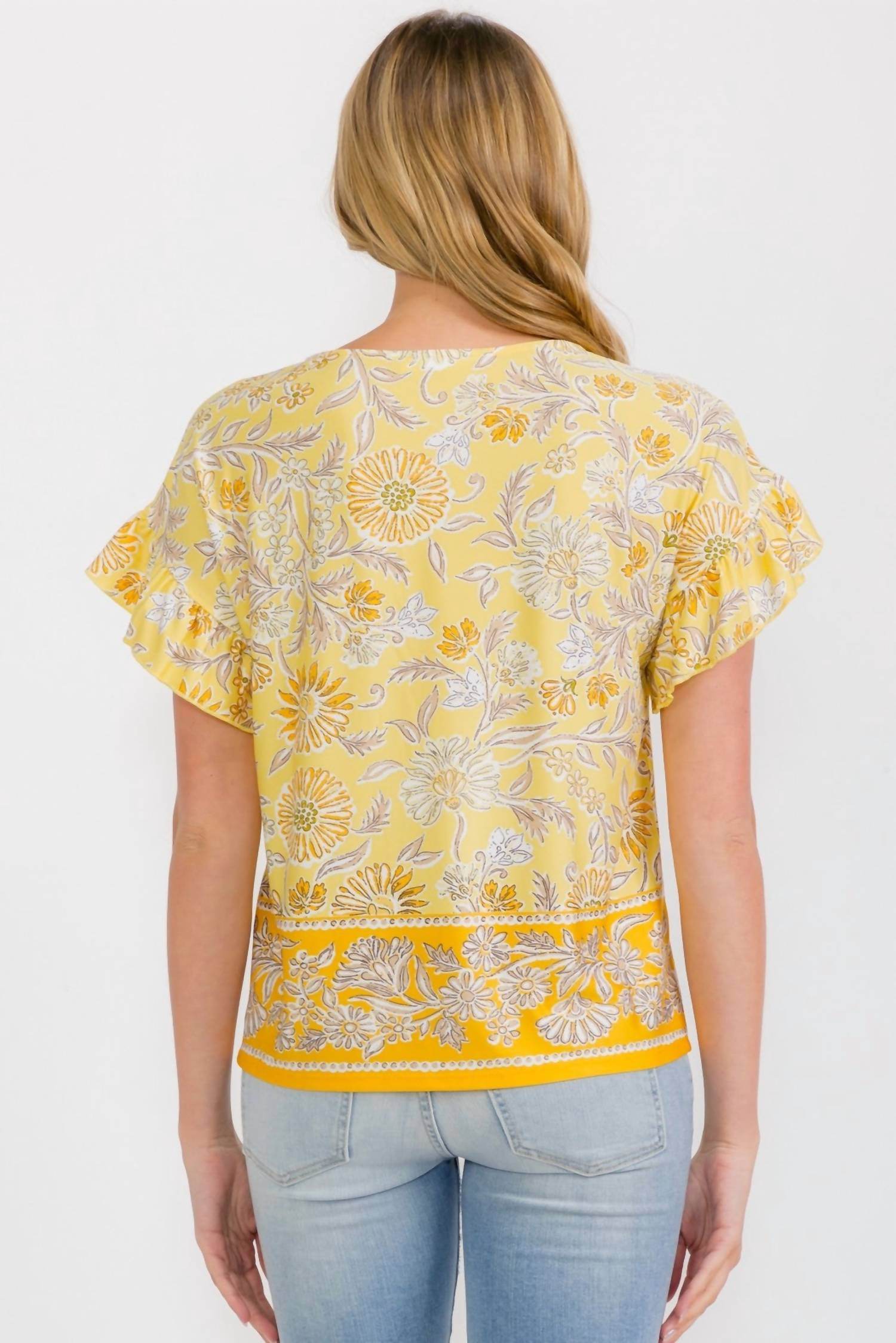 Perseption - Floral Ruffle Short Sleeve Top - Rack Hunt -