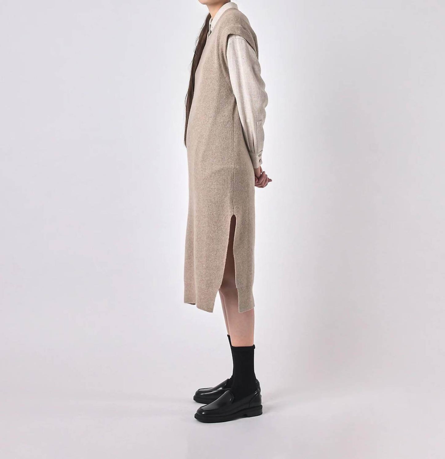 7115 by SZEKI - Slit Vest Knit Dress - Rack Hunt