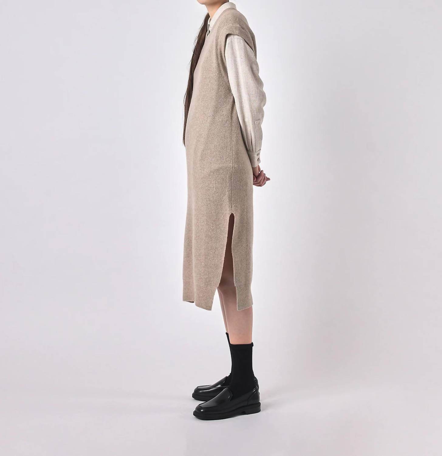 7115 by SZEKI - Slit Vest Knit Dress - Rack Hunt