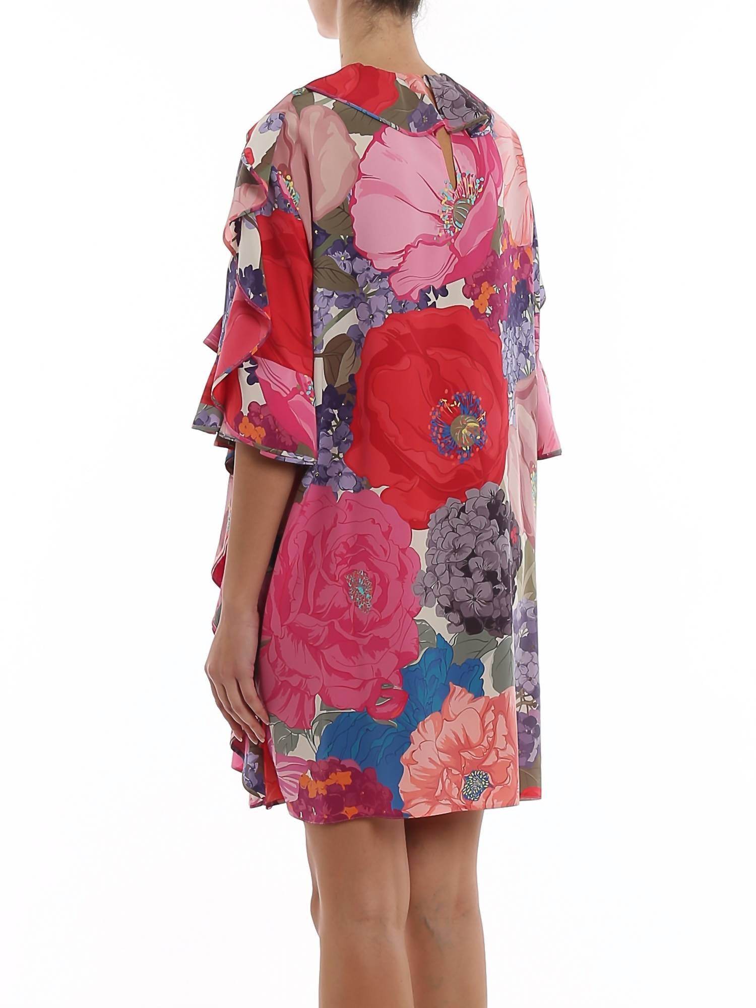 Valentino - Floral Silk Flounced Dress - Rack Hunt