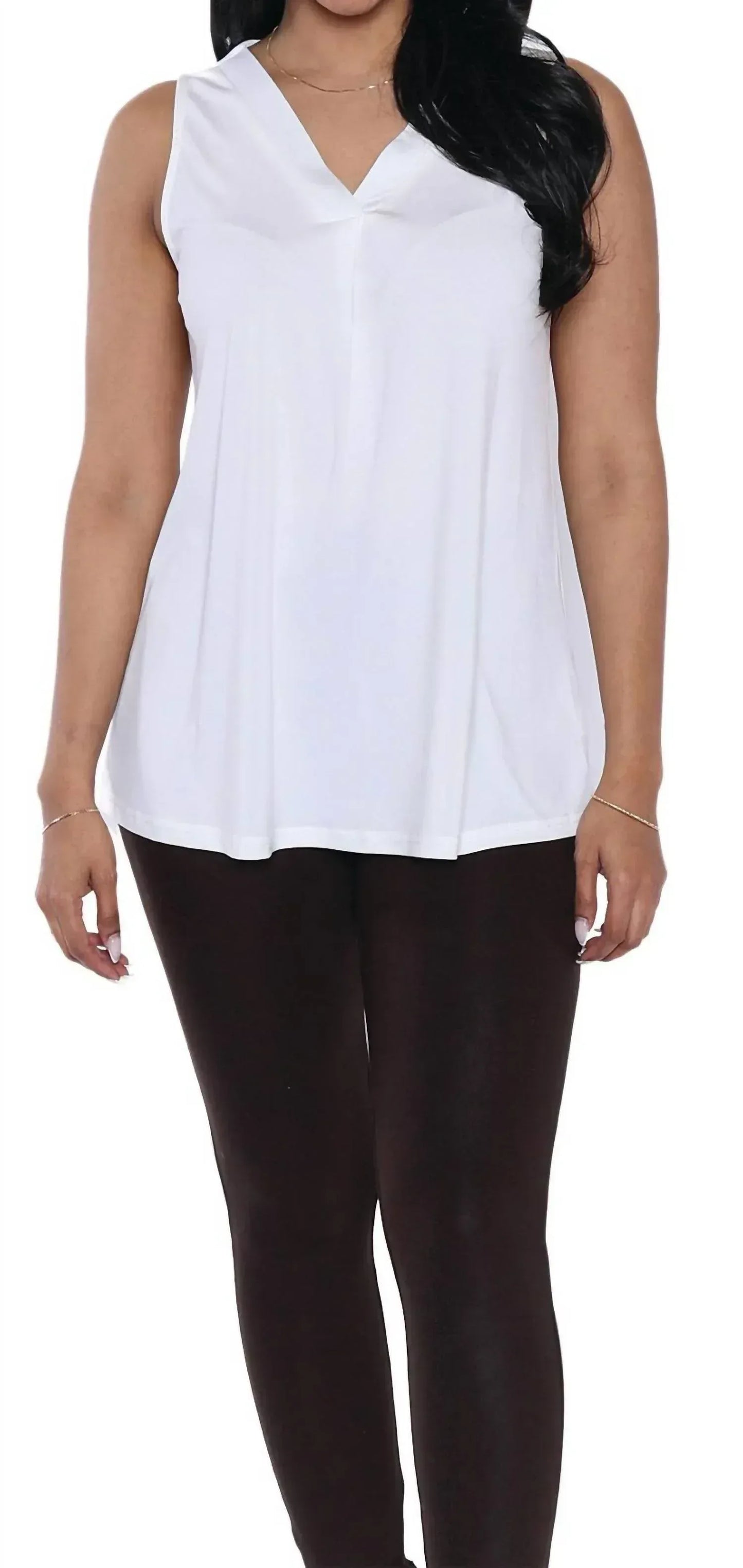 Papa Fashions - Sleeveless V-Neck Loose Fit Top - Rack Hunt