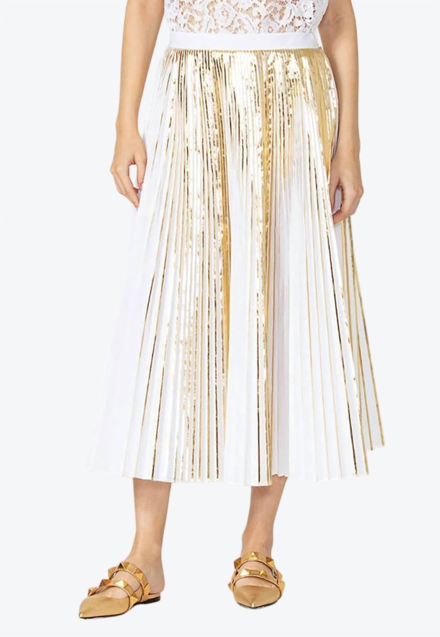 Valentino - Pleated Metallic Midi Skirt - Rack Hunt