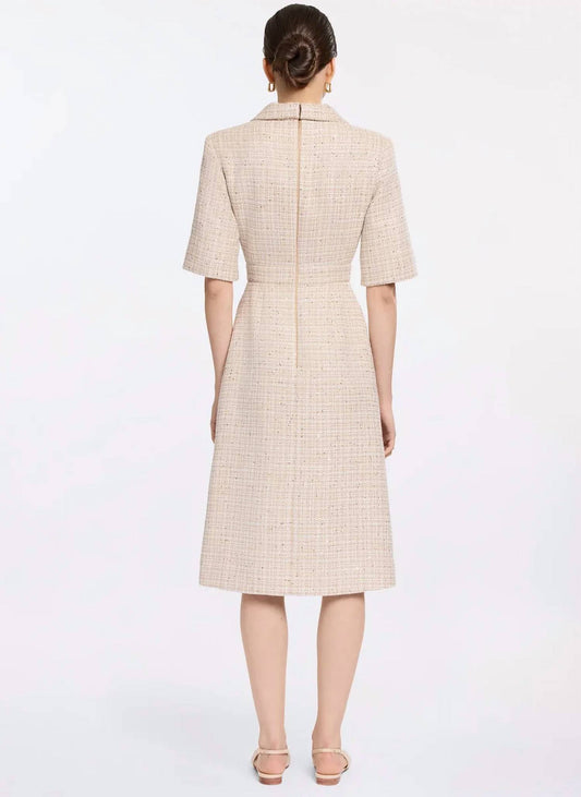 Sequin Thread Tweed Midi Dress
