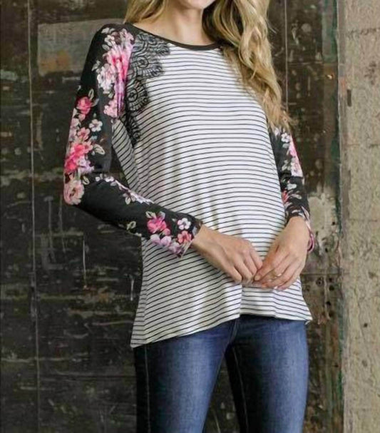 Ellis - Floral & Striped Top - Rack Hunt -