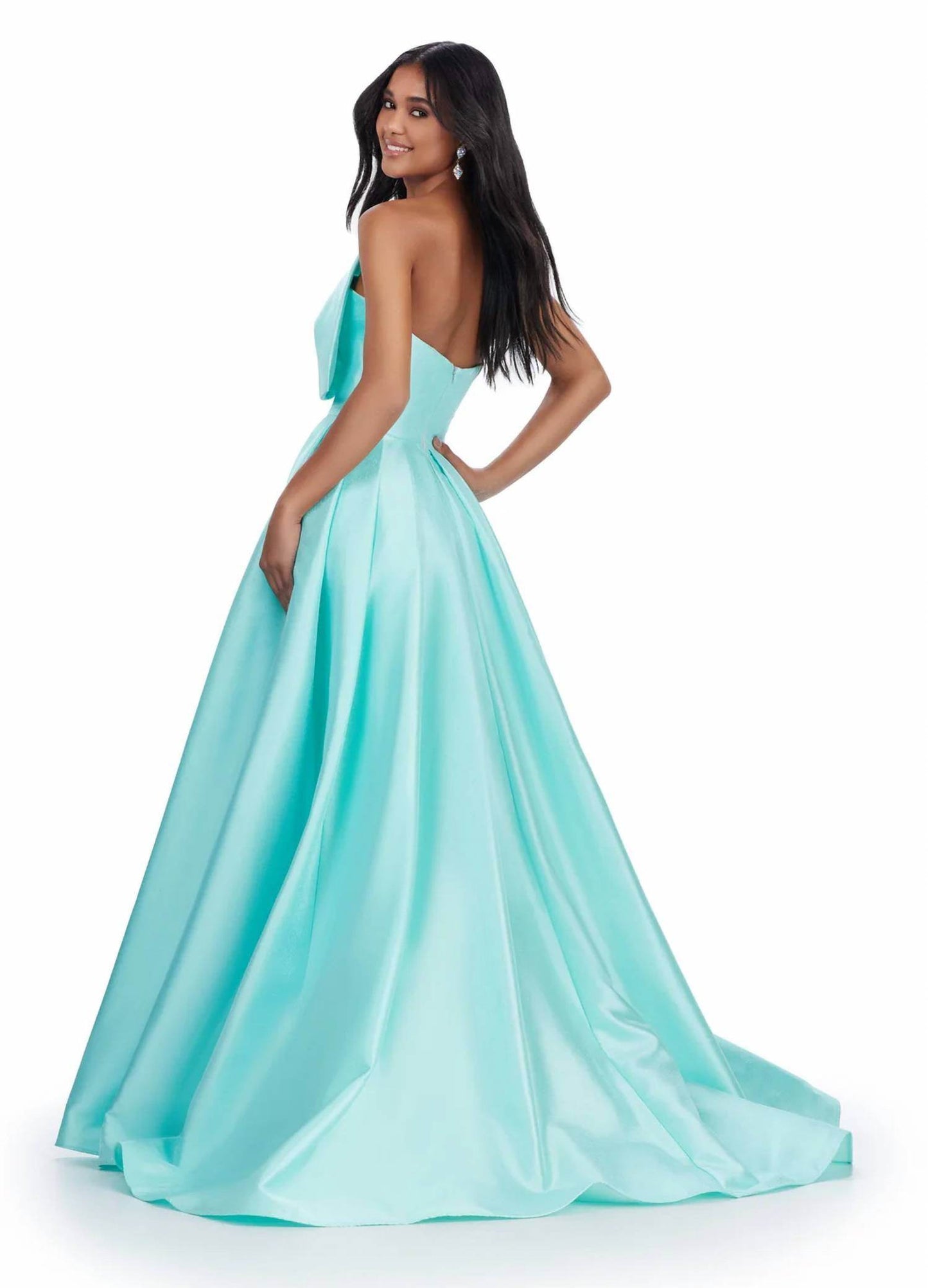 ASHLEYlauren - V-neck Oversized Bow Prom Ballgown - Rack Hunt