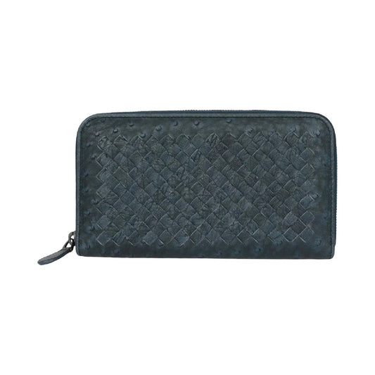 Women's Intrecciato Ostrich Leather Zip Around Wallet