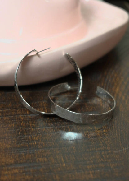 Women's Hammered Hoop Earrings