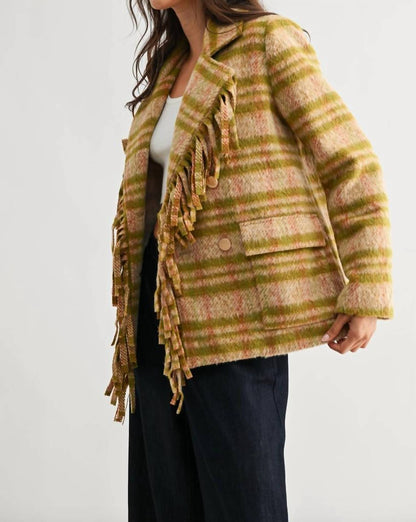 Meg Plaid Fringe Jacket