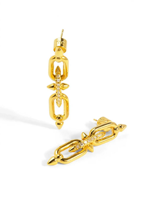 Rho - Women's Pave Spike Link Earrings - Rack Hunt