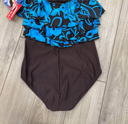 Ceeb USA - Women's Bandeau Floral Ruffled One-piece Swimsuit - Rack Hunt -