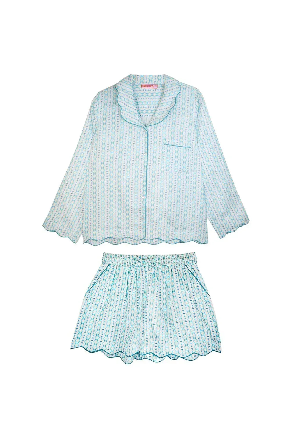BROOKS AVENUE - Scalloped Pajama Set Shorts & Long Top - Rack Hunt