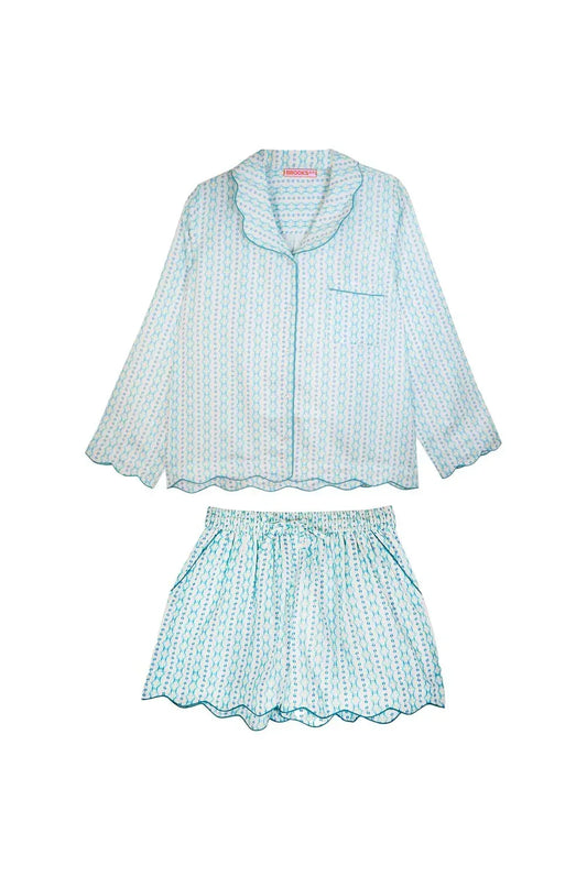 BROOKS AVENUE - Scalloped Pajama Set Shorts & Long Top - Rack Hunt