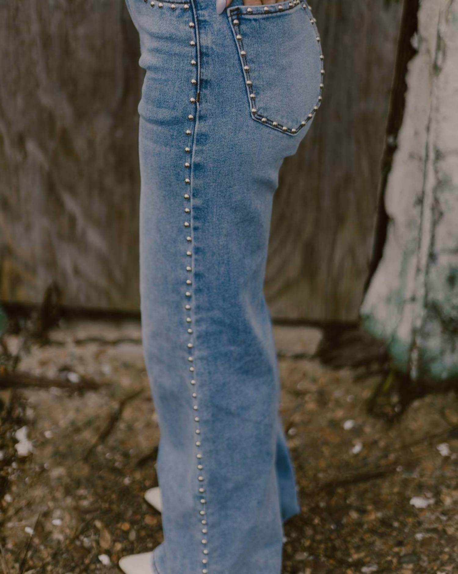 VIBRANT - Stud Me Straight Leg Jeans - Rack Hunt -