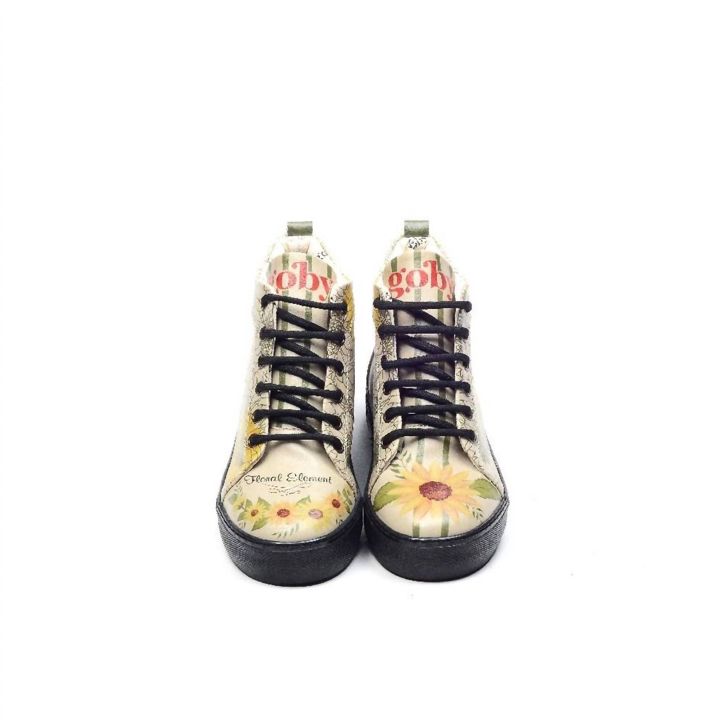 Women's Sunflower Print Lace-up Ankle Boots