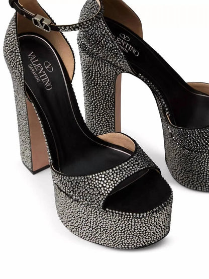 Valentino - Women's Tan-go Rhinestones Platform Sandals - detail view - Rack Hunt