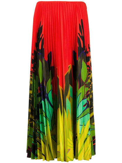 Valentino - Mirrored Monkeys Forest Pleated Skirt - Rack Hunt