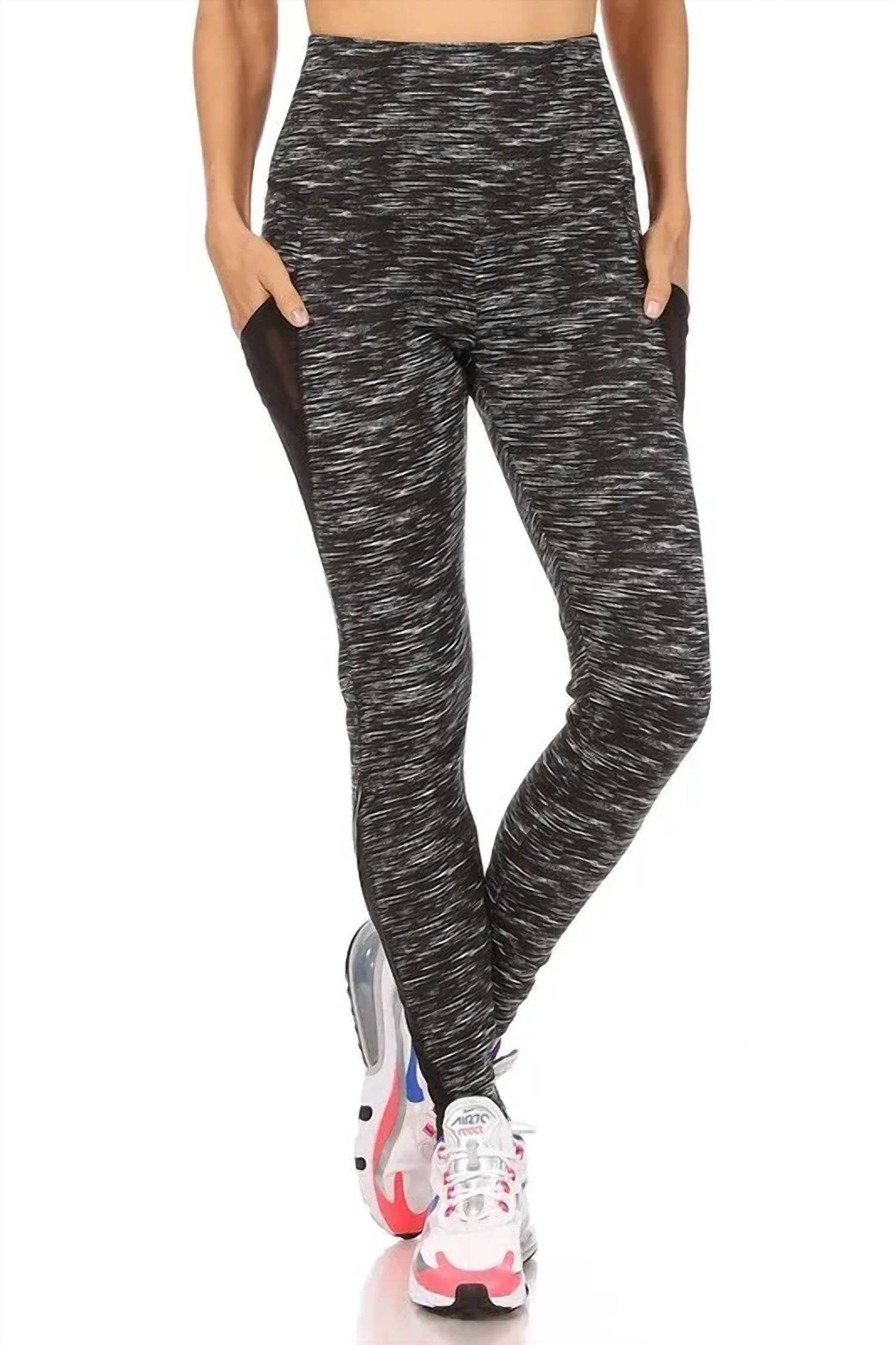 SHOSHO - Heathered Leggings with Sheer Reflective Sides - Rack Hunt -