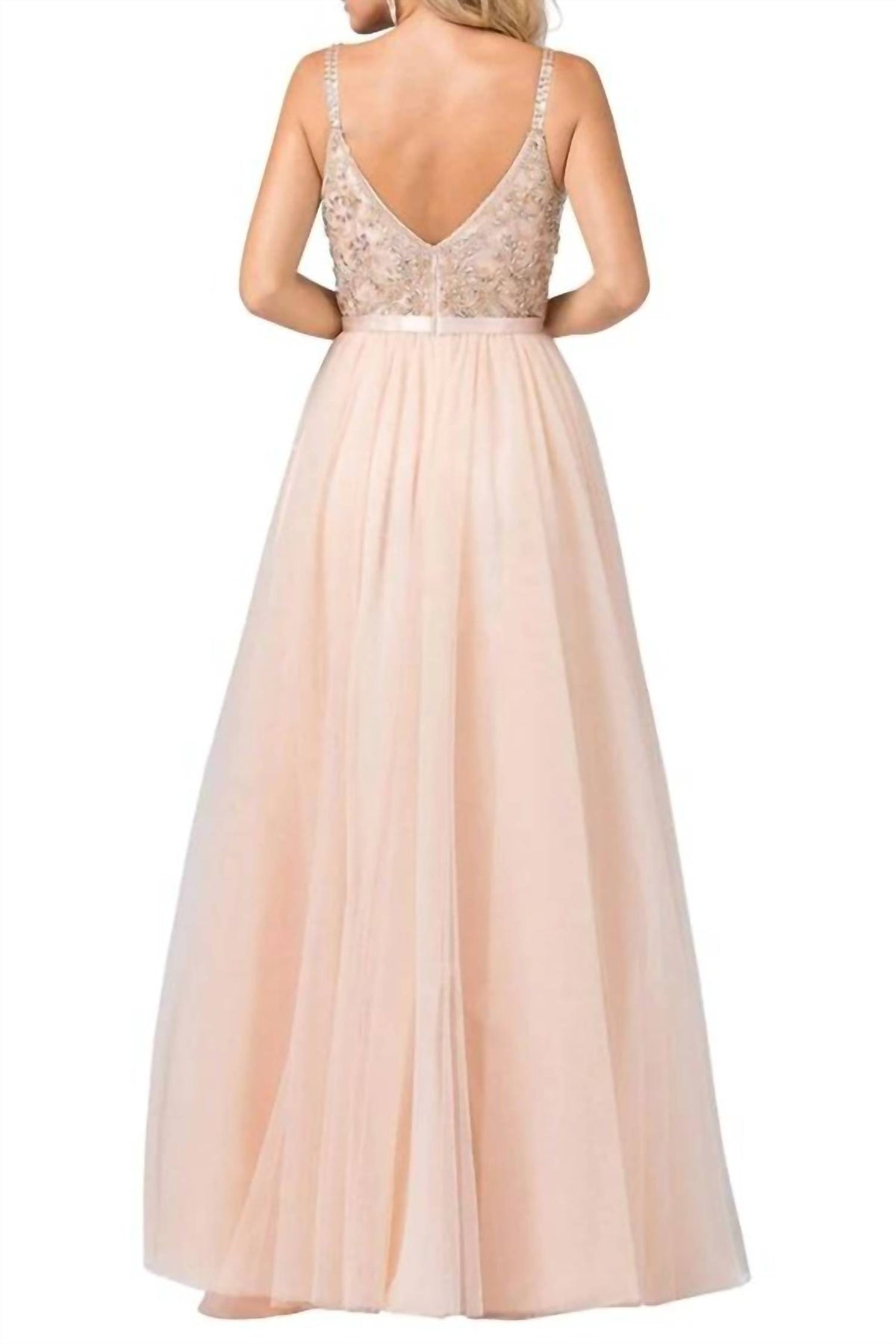 Beaded Bodice Tulle A-line Gown