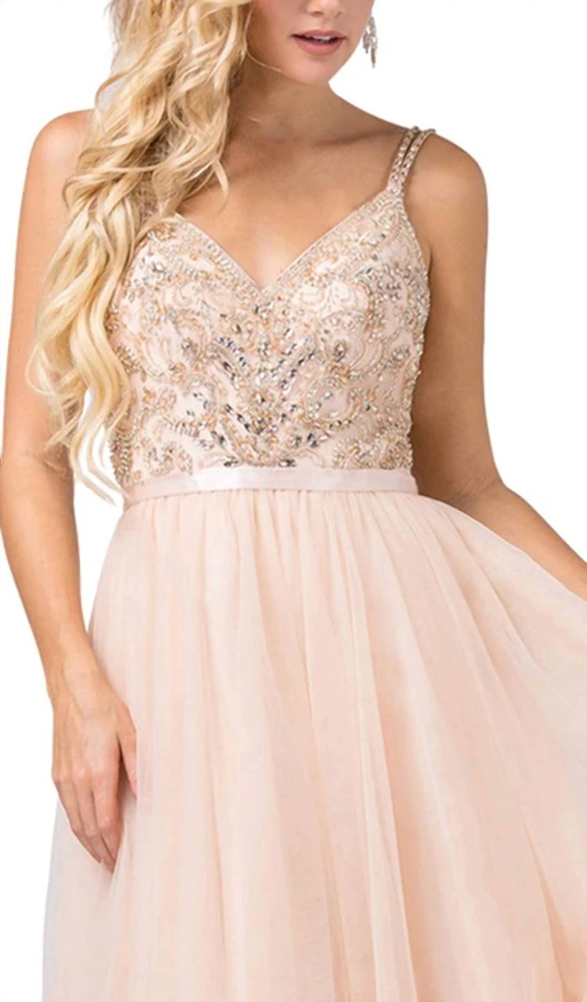 Beaded Bodice Tulle A-line Gown