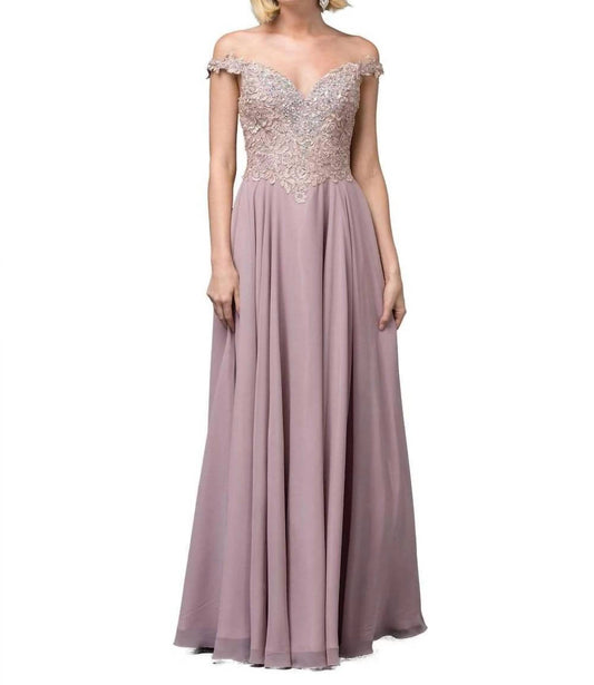 Beaded Lace Chiffon Gown