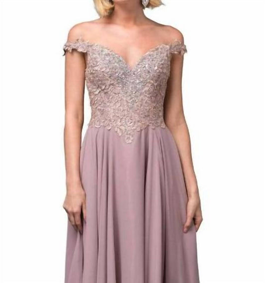 Beaded Lace Chiffon Gown
