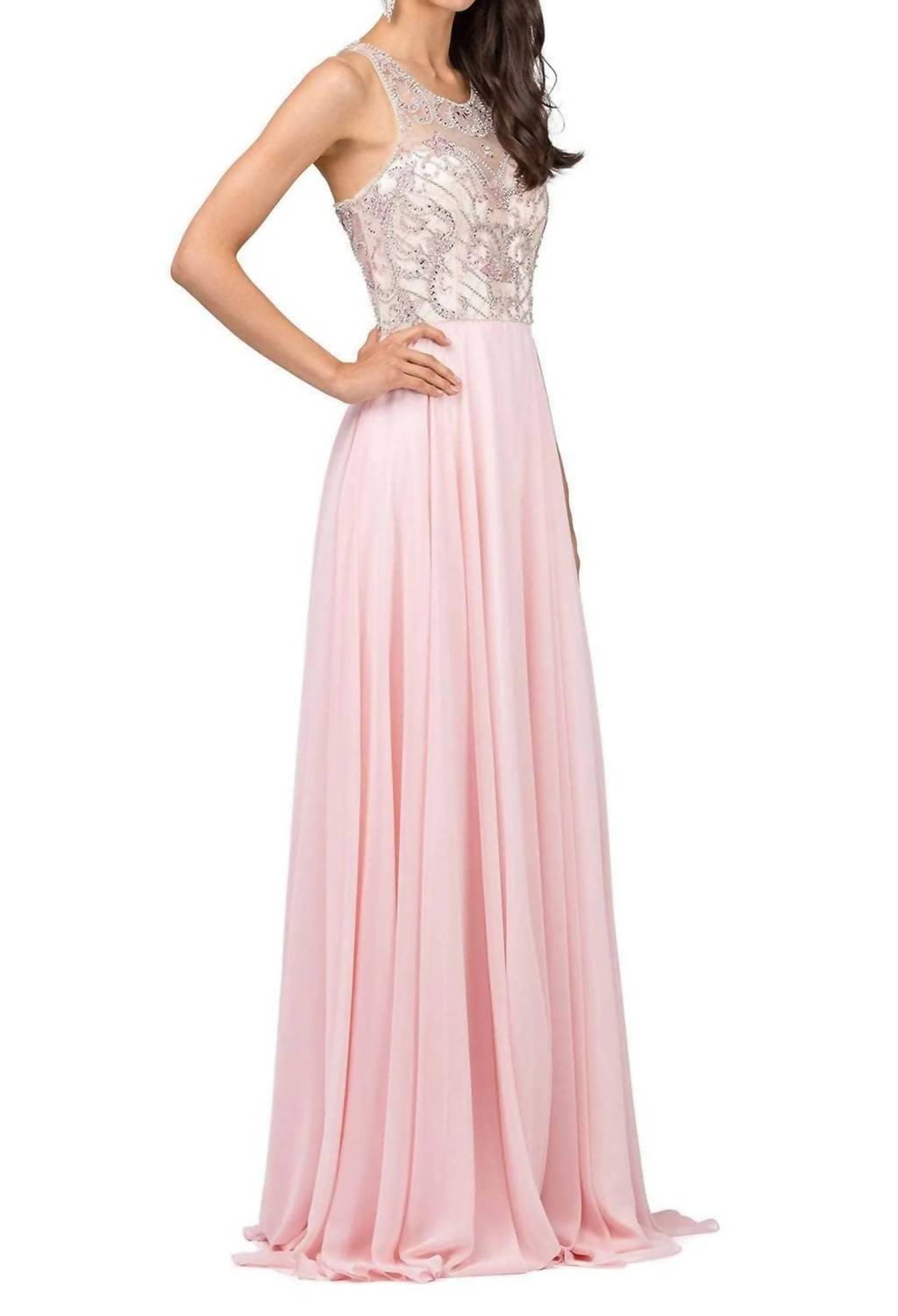 Beaded Sleeveless Prom Gown