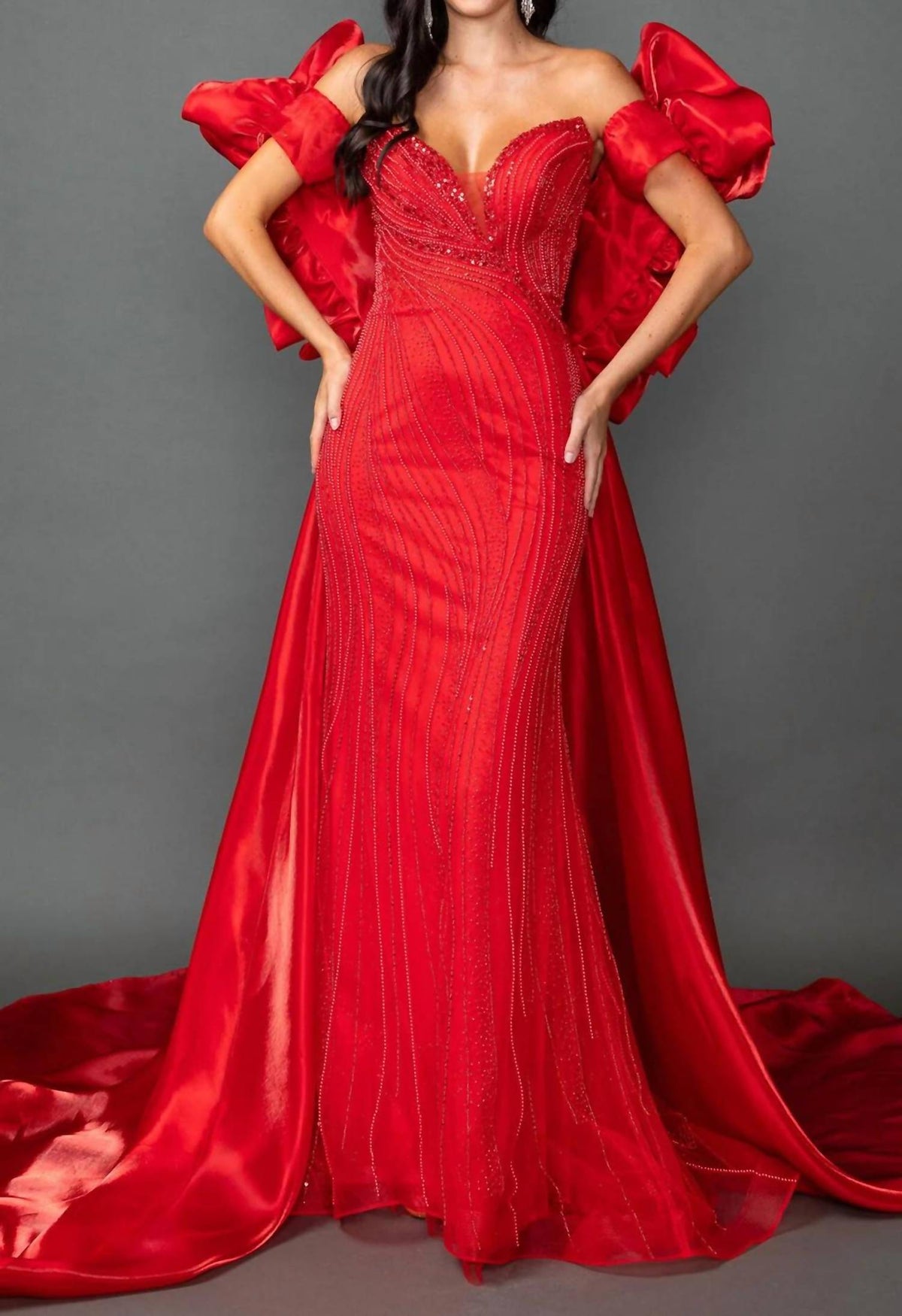 Beaded Strapless Prom Gown