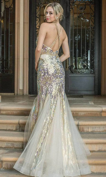 Embellished Fitted Sleeveless Evening Maxi Dress