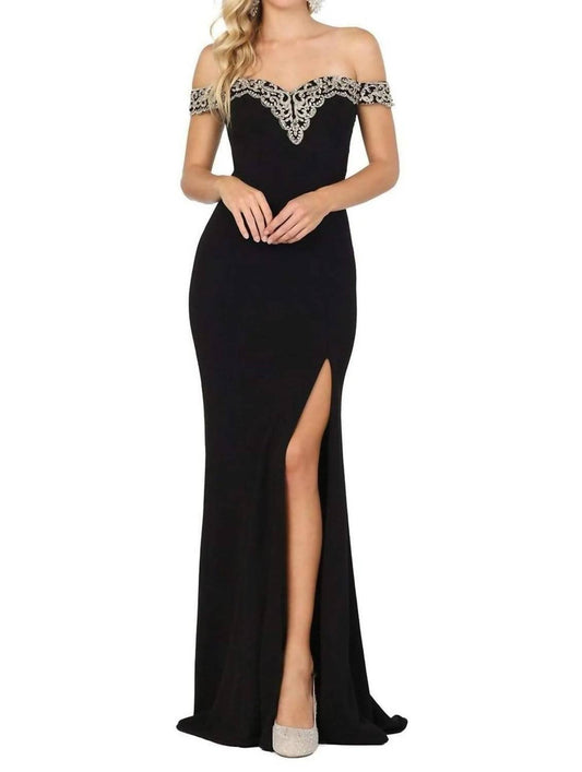 Lace Off Shoulder Prom Maxi Dress
