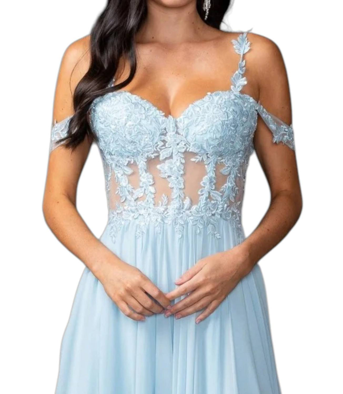 Off Shoulder Slit Prom Gown