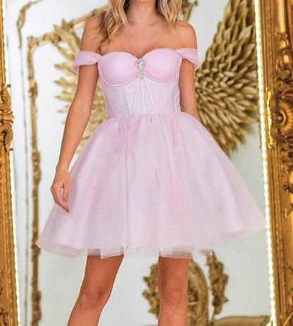 Off Shoulder Tulle Mini Dress