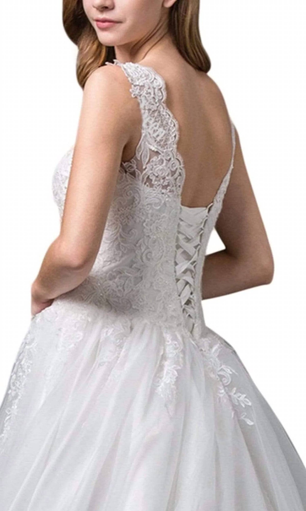 Sleeveless Embroidered Bodice Long Ballgown