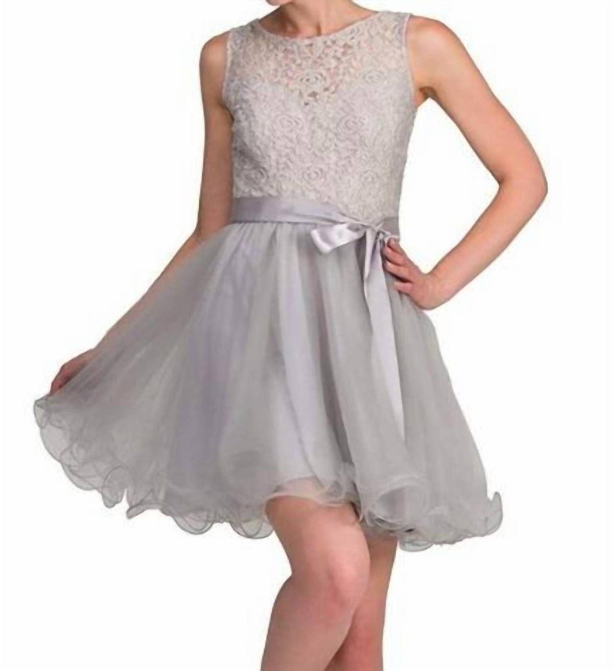 Sleeveless Lacy Illusion Short Cocktail Mini Dress