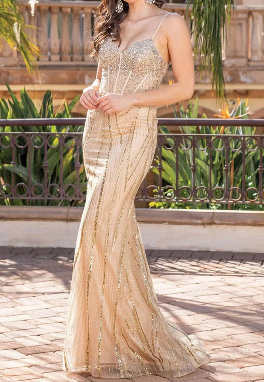 Sleeveless Sequin Evening Gown