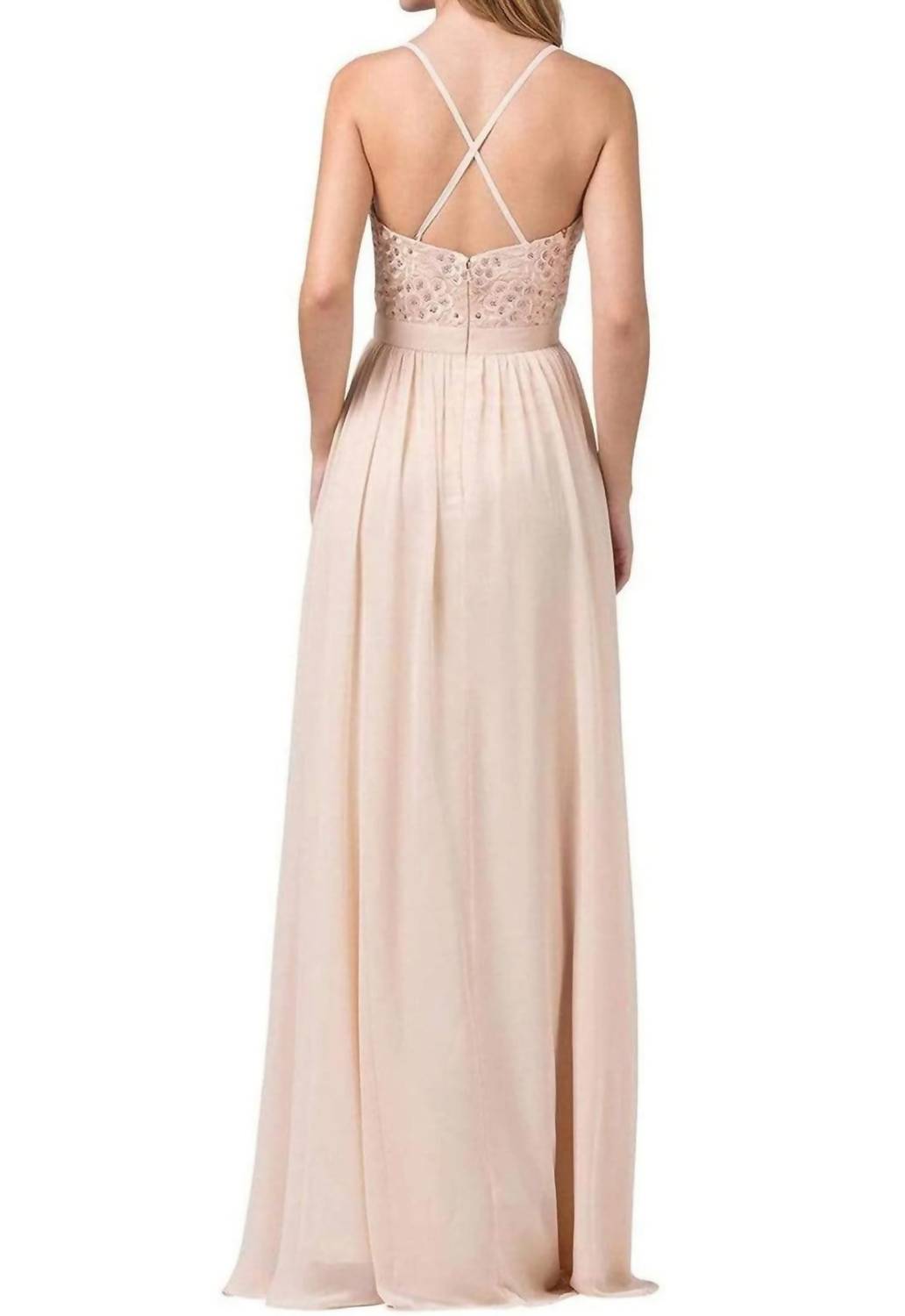 Spaghetti Strap Embroidered A-line Maxi Dress